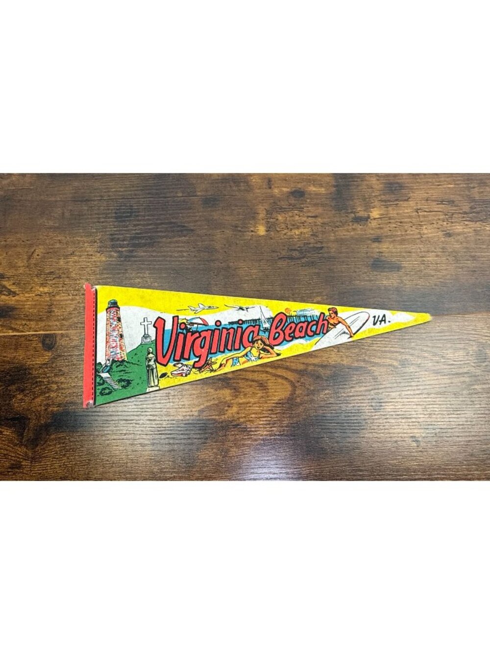 Vintage Virginia Beach Souvenir Felt Pennant damaged